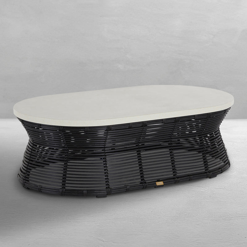 Harris Wicker Oval Outdoor Pedestal Coffee Table