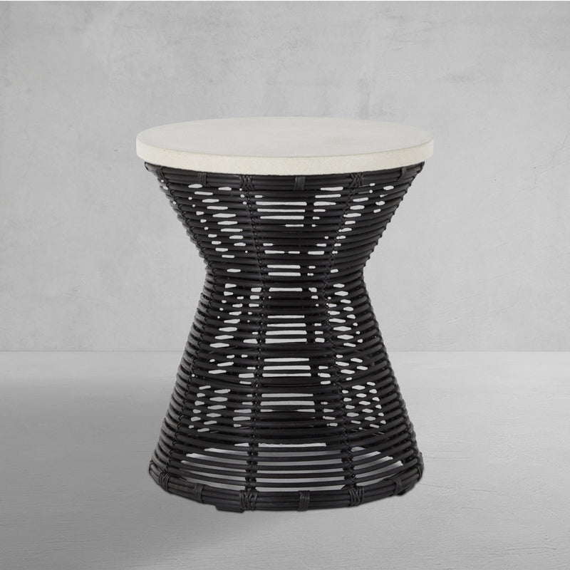 Harris Wicker 22" Round Outdoor Pedestal End Table
