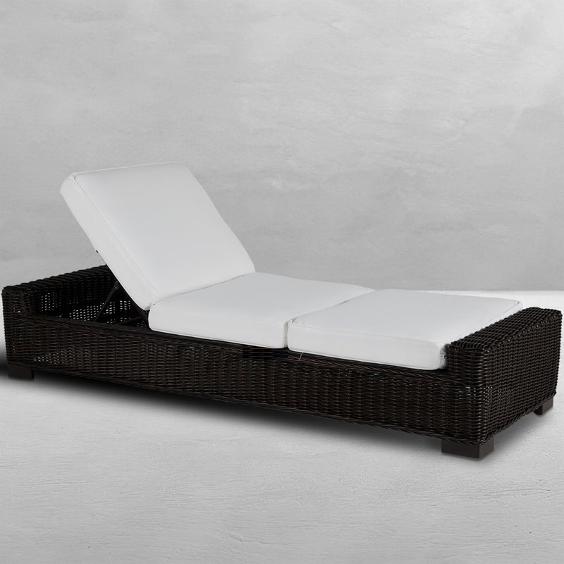 Rustic Wicker Outdoor Armless Chaise Lounge