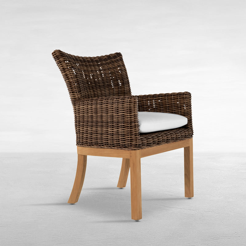 Montauk Resin Wicker Teak Outdoor Arm Chair