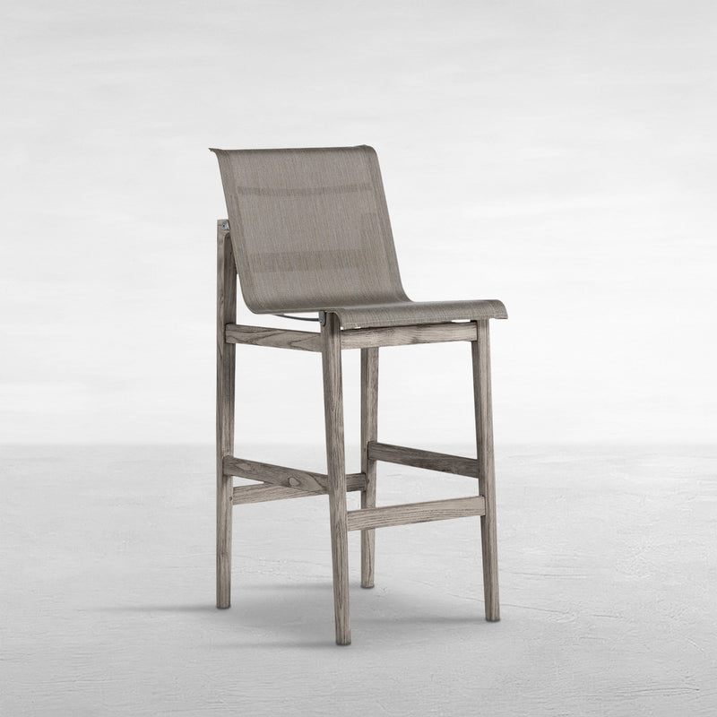 Coast Teak Sling Outdoor Bar Stool