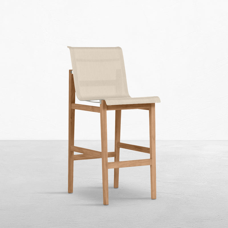 Coast Teak Sling Outdoor Bar Stool